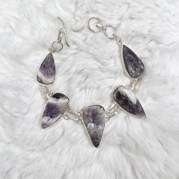 Rough Amethyst 925 Pendant & Bracelet Gemstone set - Picture 6 of 8